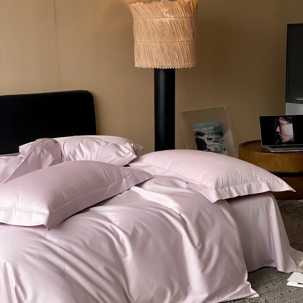 91家纺网 家纺一手货源 找家纺 赫帛 2026新款60支pro加密新疆长绒棉全棉纯棉单被套被套单件单品被套-实拍 淡雅紫