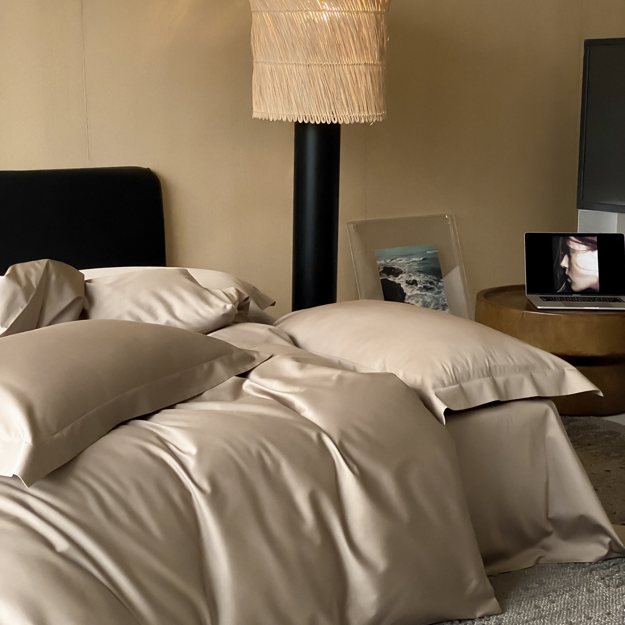 91家纺网 家纺一手货源 找家纺 赫帛 2026新款60支pro加密新疆长绒棉全棉纯棉单被套被套单件单品被套-实拍 沙土棕