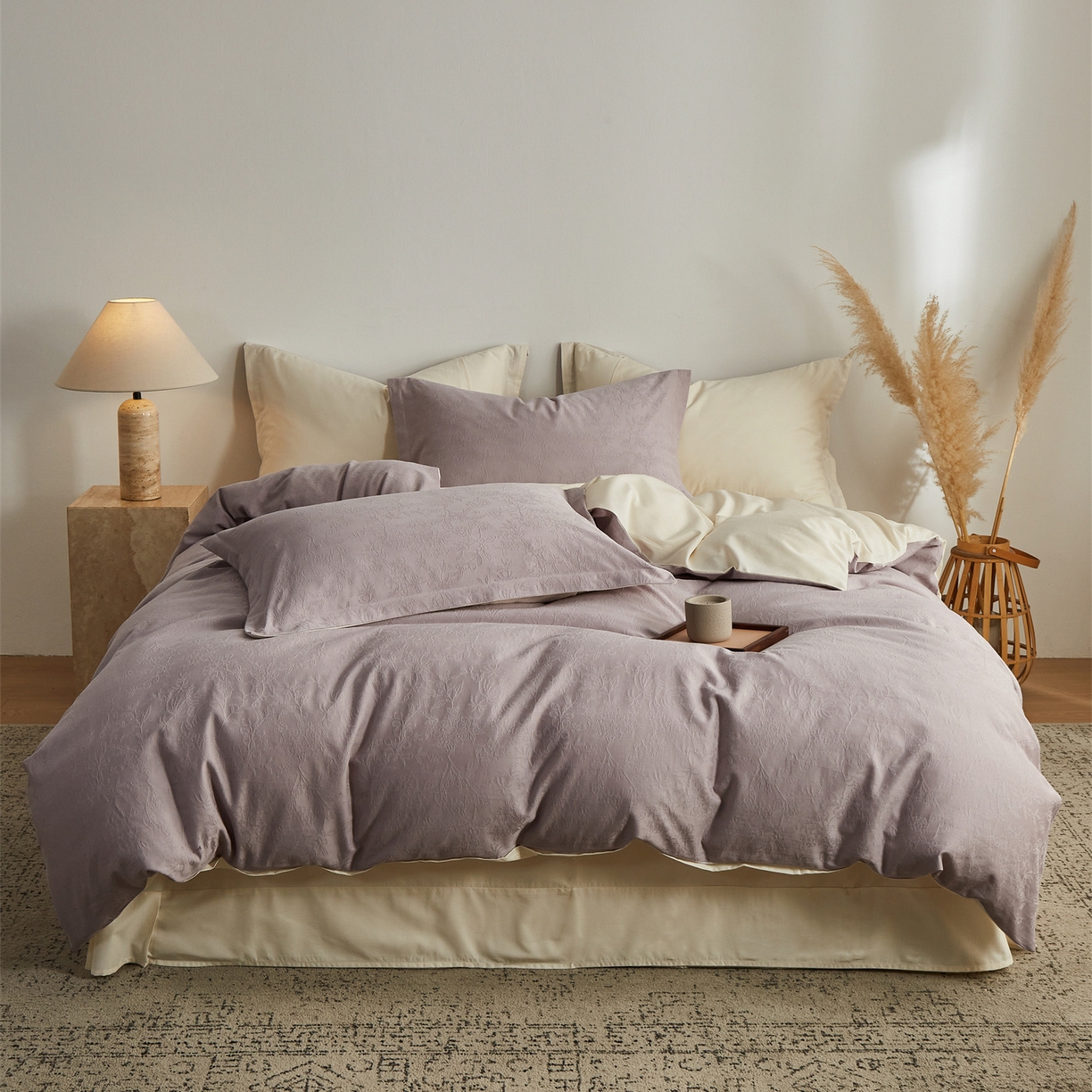 91家纺网 家纺一手货源 找家纺 （总）顾家家居 2026新款AB面全棉厚织提花四件套