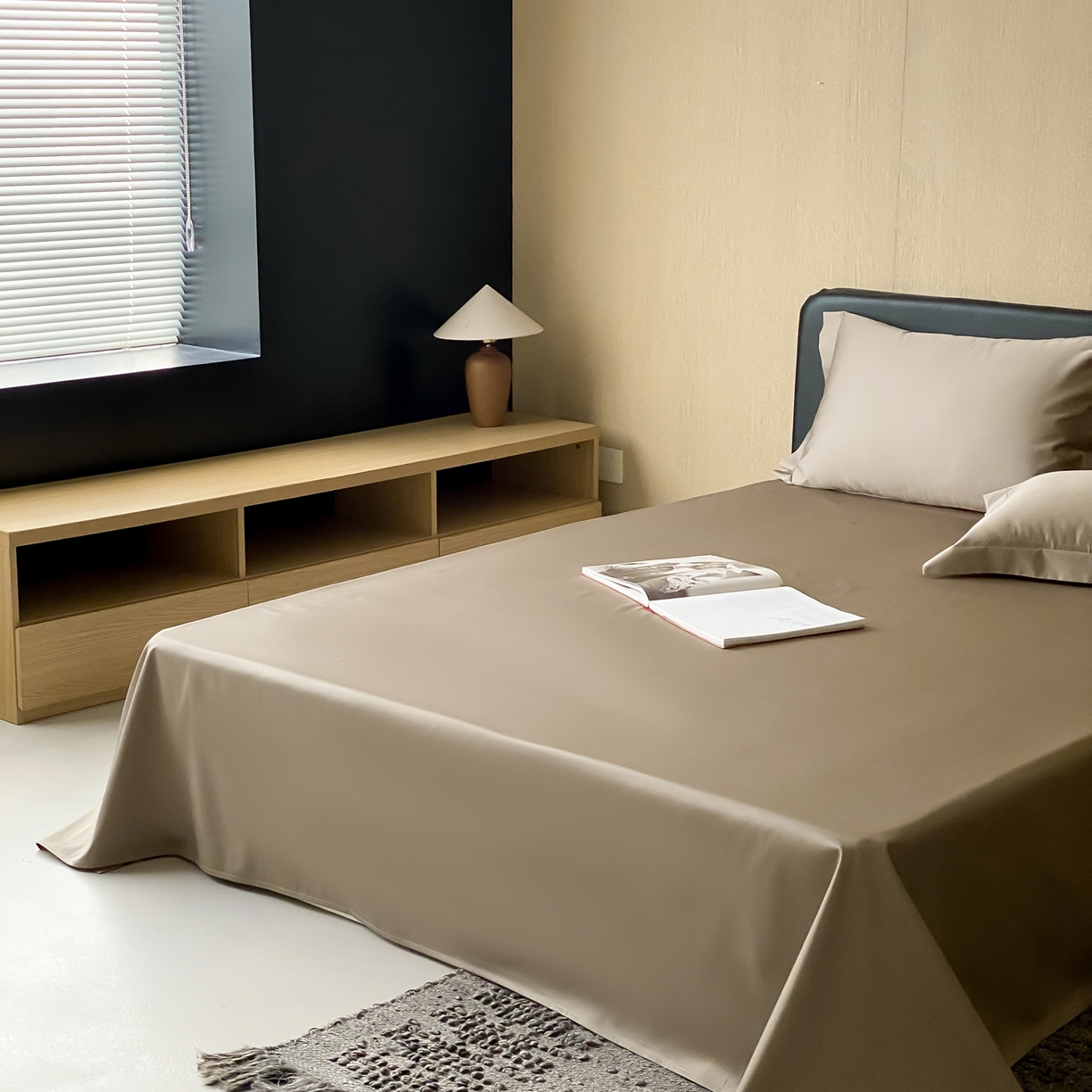 91家纺网 家纺一手货源 找家纺 赫帛 2026新款60支pro加密新疆长绒棉全棉纯棉单床单床单单件单品床单-实拍 沙土棕