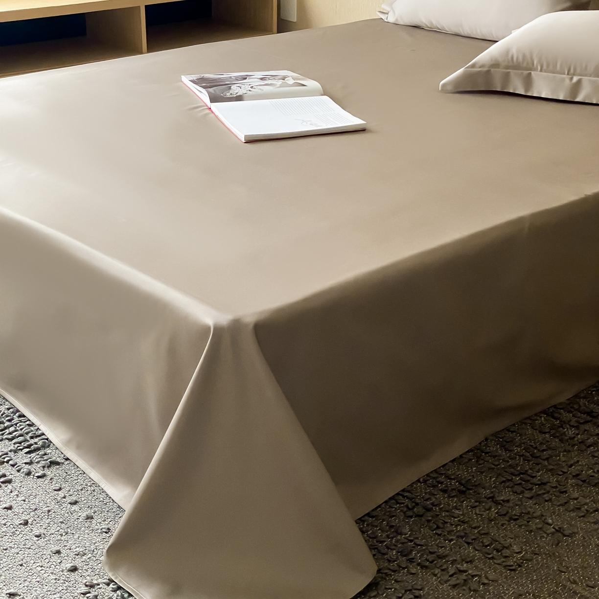 91家纺网 家纺一手货源 找家纺 赫帛 2026新款60支pro加密新疆长绒棉全棉纯棉单床单床单单件单品床单-实拍 沙土棕