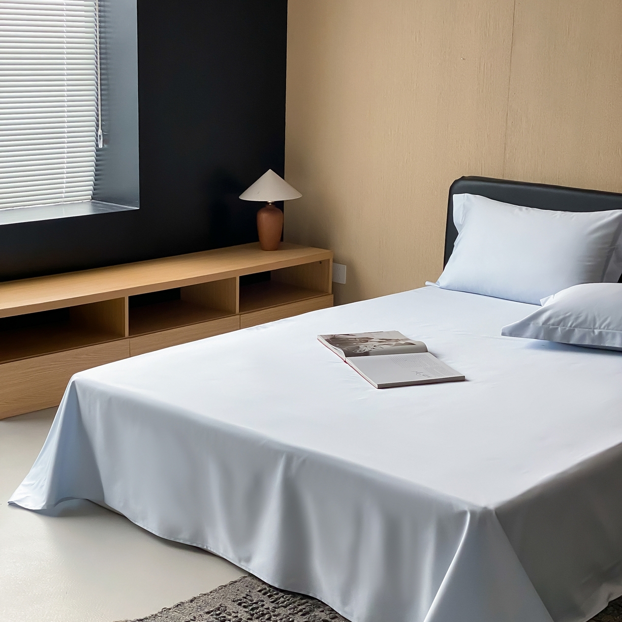 91家纺网 家纺一手货源 找家纺 赫帛 2026新款60支pro加密新疆长绒棉全棉纯棉单床单床单单件单品床单-实拍 婴儿蓝