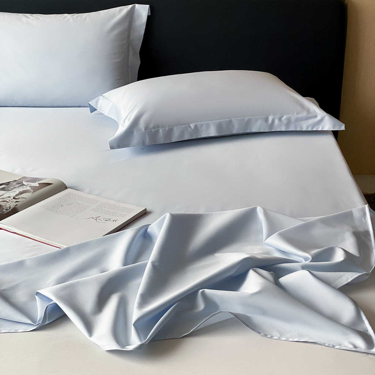 91家纺网 家纺一手货源 找家纺 赫帛 2026新款60支pro加密新疆长绒棉全棉纯棉单床单床单单件单品床单-实拍 婴儿蓝