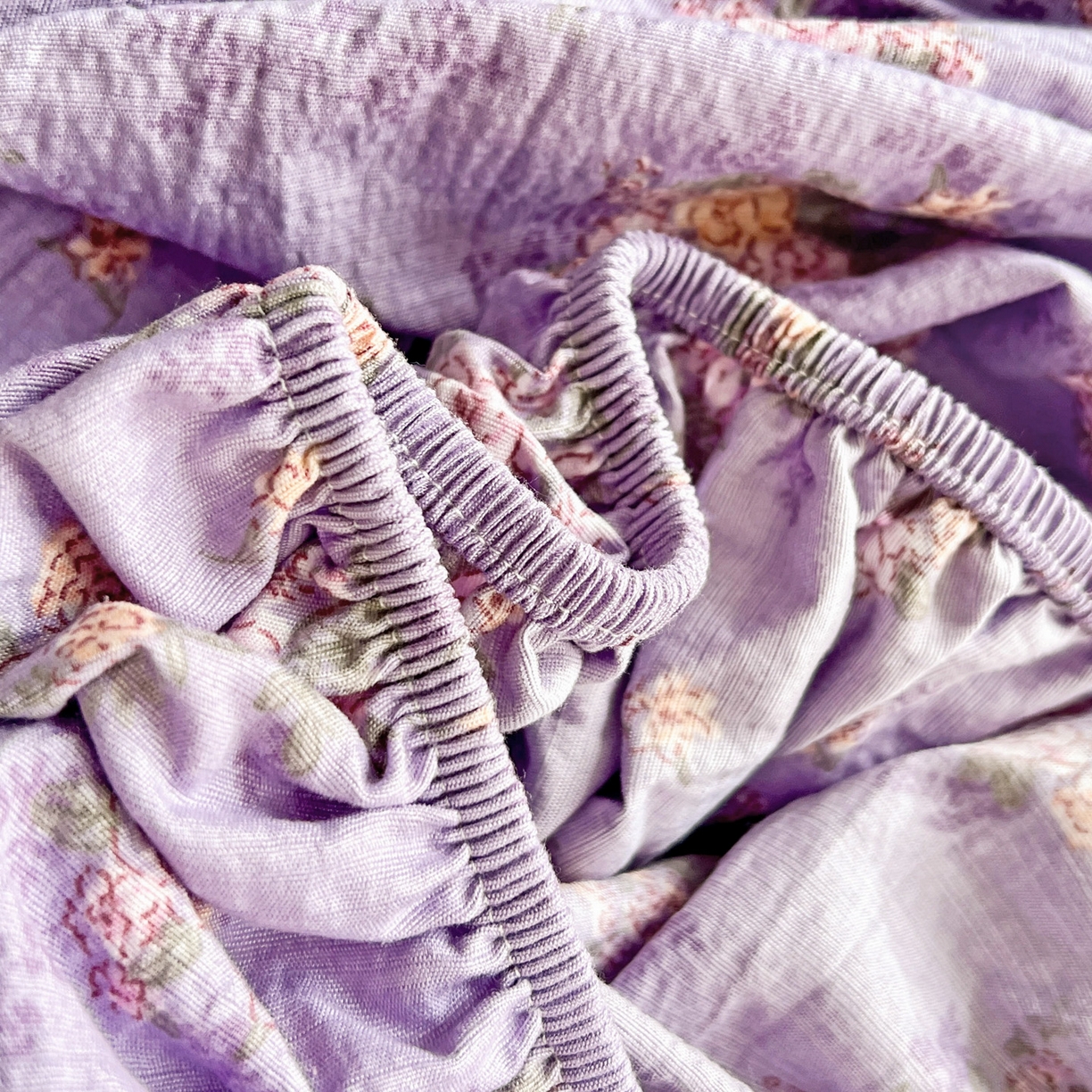 91家纺网 家纺一手货源 找家纺 优选良品 2025新款ins小清新木棉双层纱印花床笠床垫保护罩枕套三件套 花汀