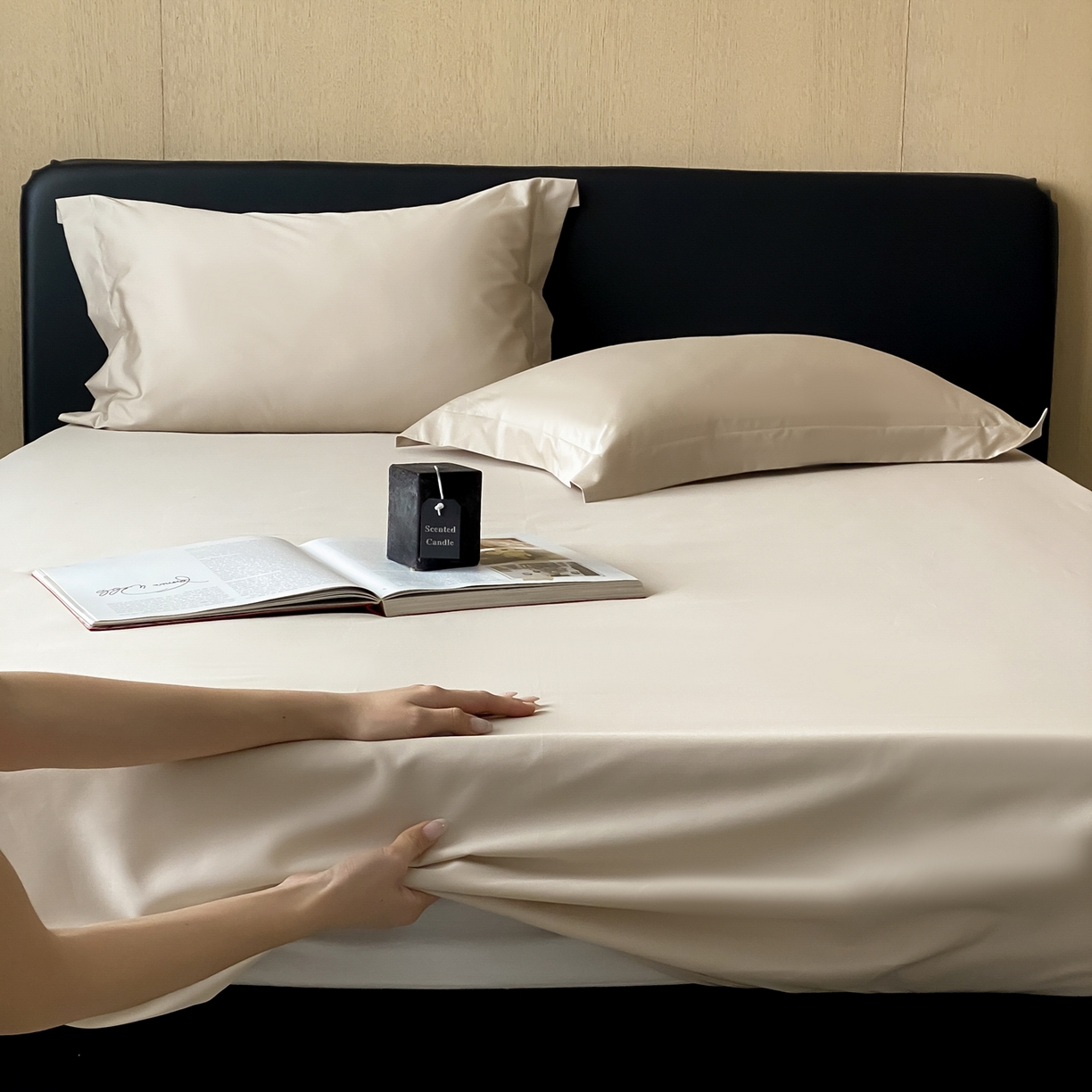 91家纺网 家纺一手货源 找家纺 赫帛 2026新款60支pro加密新疆长绒棉全棉纯棉单床笠床笠单件单品床笠-实拍 浅玉色