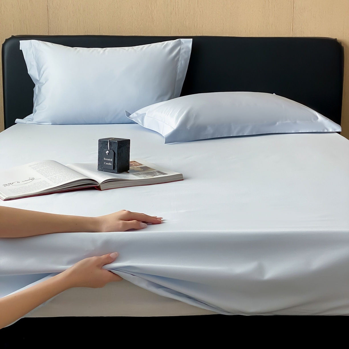 91家纺网 家纺一手货源 找家纺 赫帛 2026新款60支pro加密新疆长绒棉全棉纯棉单床笠床笠单件单品床笠-实拍 婴儿蓝