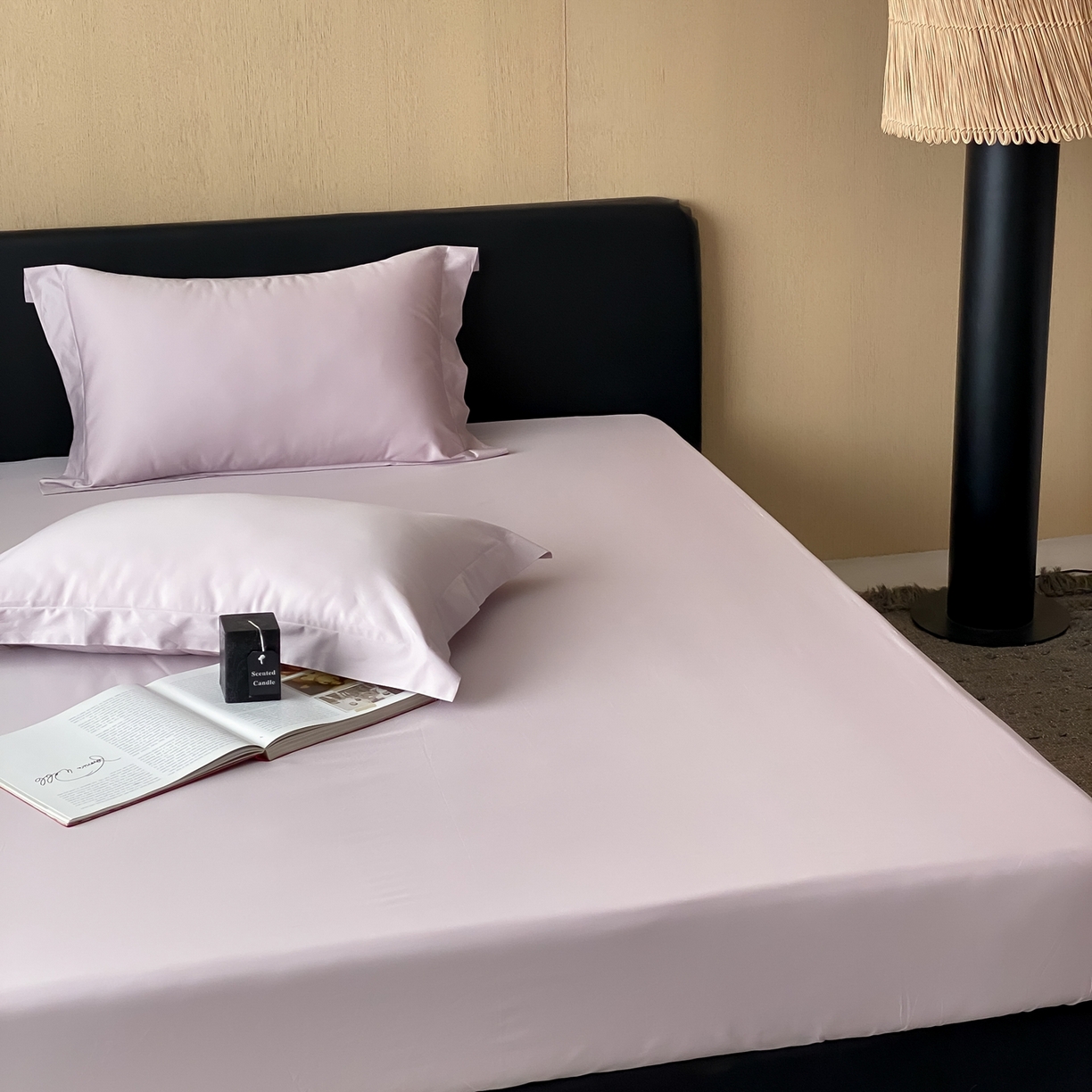 91家纺网 家纺一手货源 找家纺 赫帛 2026新款60支pro加密新疆长绒棉全棉纯棉单床笠床笠单件单品床笠-实拍 淡雅紫