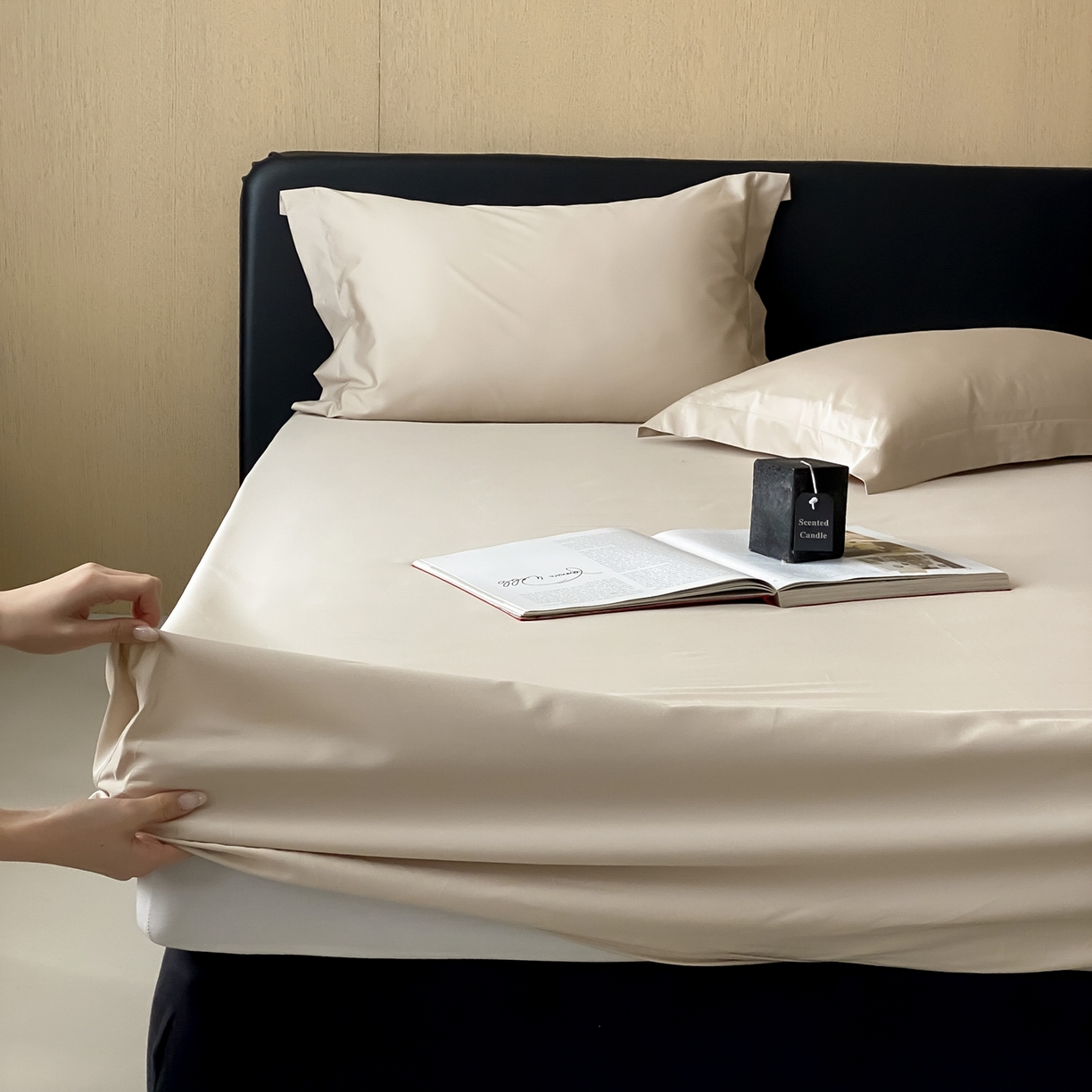 赫帛 2026新款60支pro加密新疆长绒棉全棉纯棉单床笠床笠单件单品床笠-实拍 浅玉色