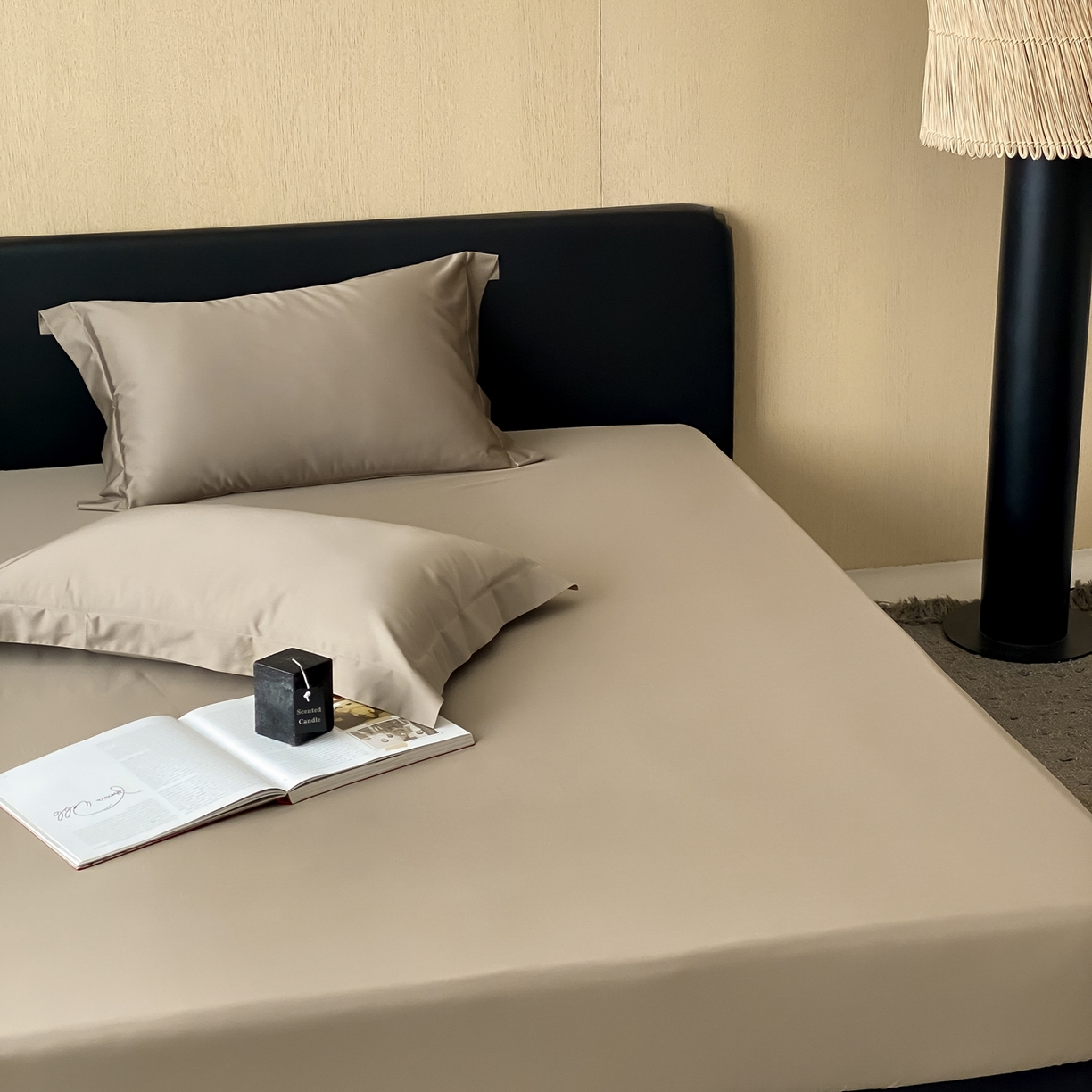 91家纺网 家纺一手货源 找家纺 赫帛 2026新款60支pro加密新疆长绒棉全棉纯棉单床笠床笠单件单品床笠-实拍 沙土棕