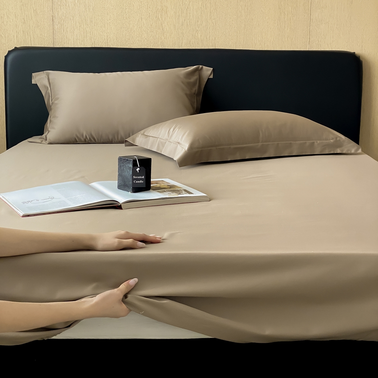 91家纺网 家纺一手货源 找家纺 赫帛 2026新款60支pro加密新疆长绒棉全棉纯棉单床笠床笠单件单品床笠-实拍 沙土棕