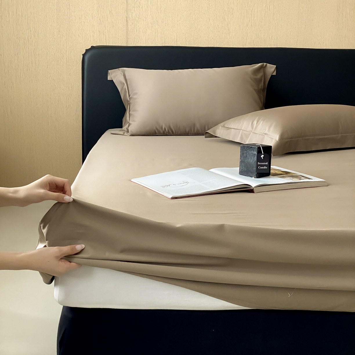 赫帛 2026新款60支pro加密新疆长绒棉全棉纯棉单床笠床笠单件单品床笠-实拍 沙土棕