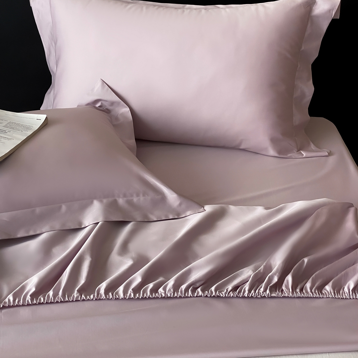 91家纺网 家纺一手货源 找家纺 赫帛 2026新款60支pro加密新疆长绒棉全棉纯棉单床笠床笠单件单品床笠-实拍 淡雅紫