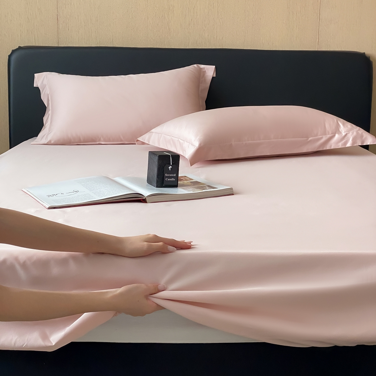 91家纺网 家纺一手货源 找家纺 赫帛 2026新款60支pro加密新疆长绒棉全棉纯棉单床笠床笠单件单品床笠-实拍 蜜桃粉