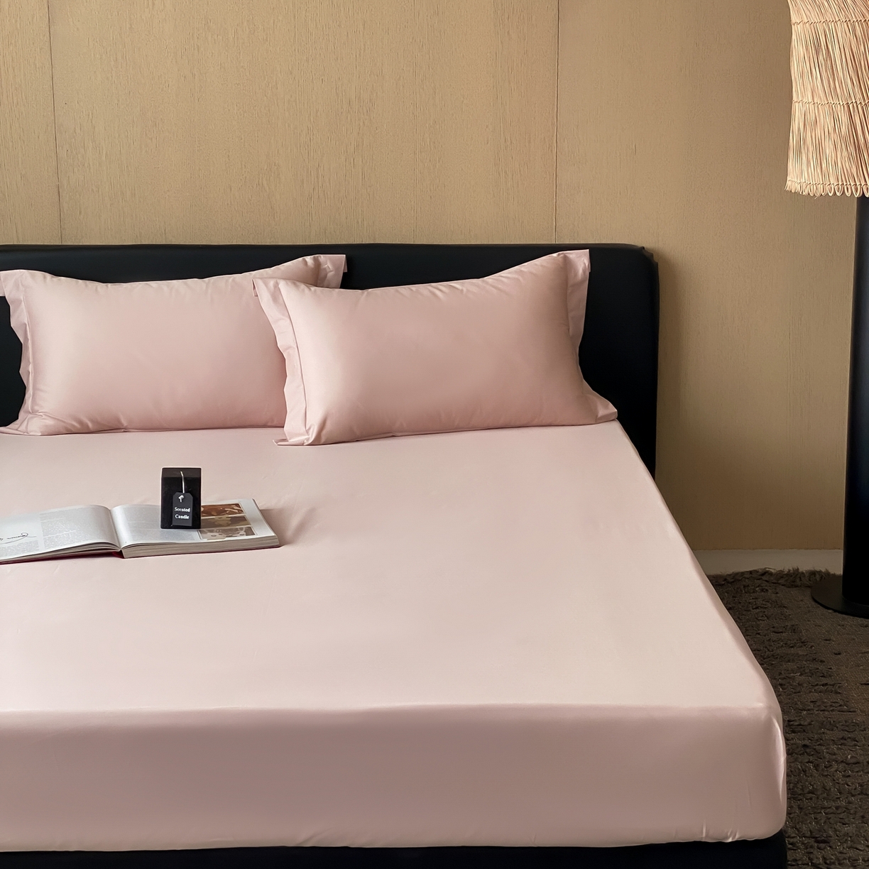 91家纺网 家纺一手货源 找家纺 赫帛 2026新款60支pro加密新疆长绒棉全棉纯棉单床笠床笠单件单品床笠-实拍 蜜桃粉