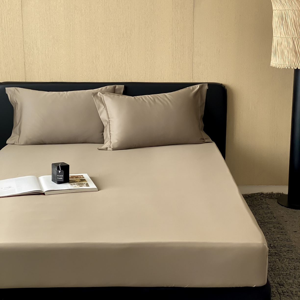 91家纺网 家纺一手货源 找家纺 赫帛 2026新款60支pro加密新疆长绒棉全棉纯棉单床笠床笠单件单品床笠-实拍 沙土棕