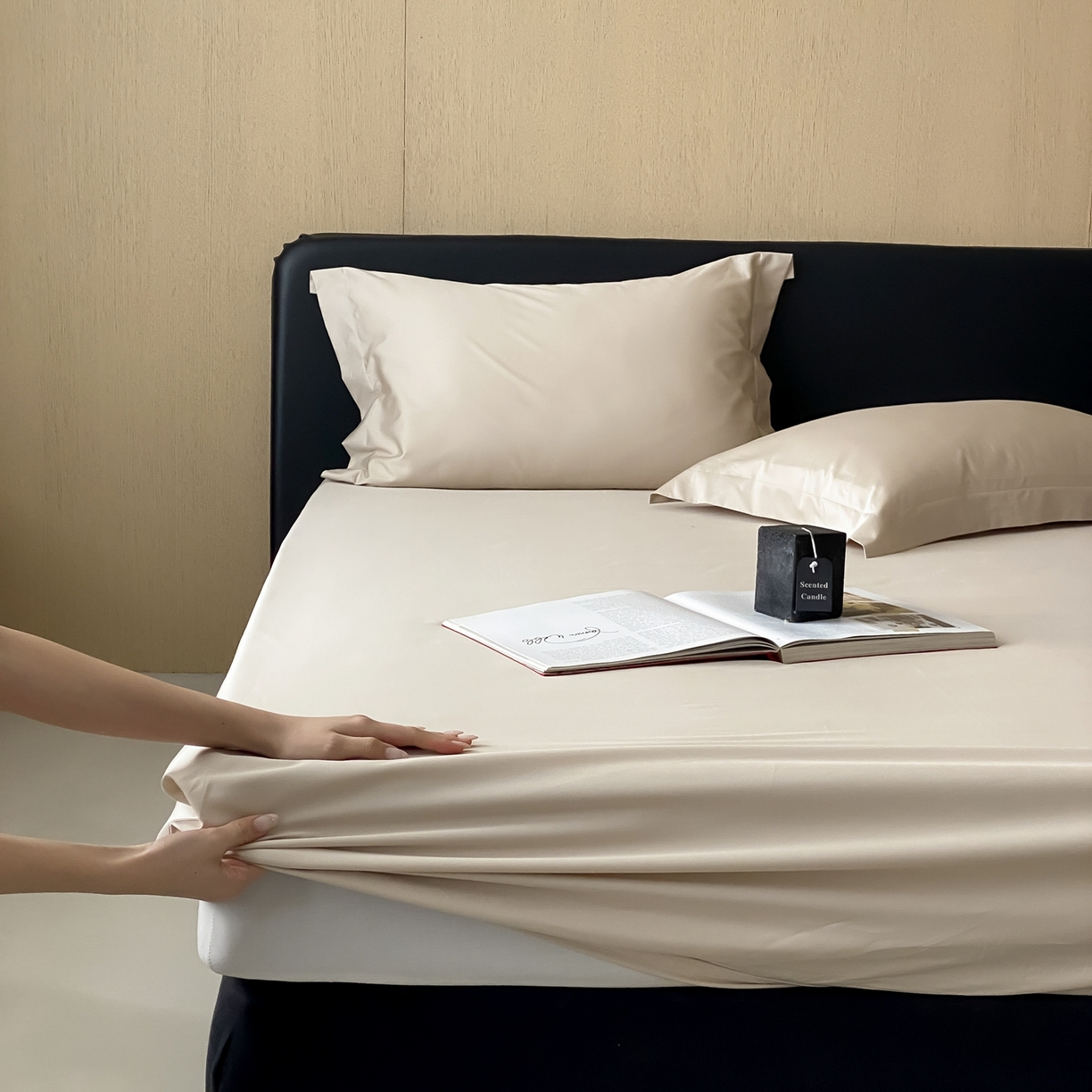 91家纺网 家纺一手货源 找家纺 赫帛 2026新款60支pro加密新疆长绒棉全棉纯棉单床笠床笠单件单品床笠-实拍 浅玉色