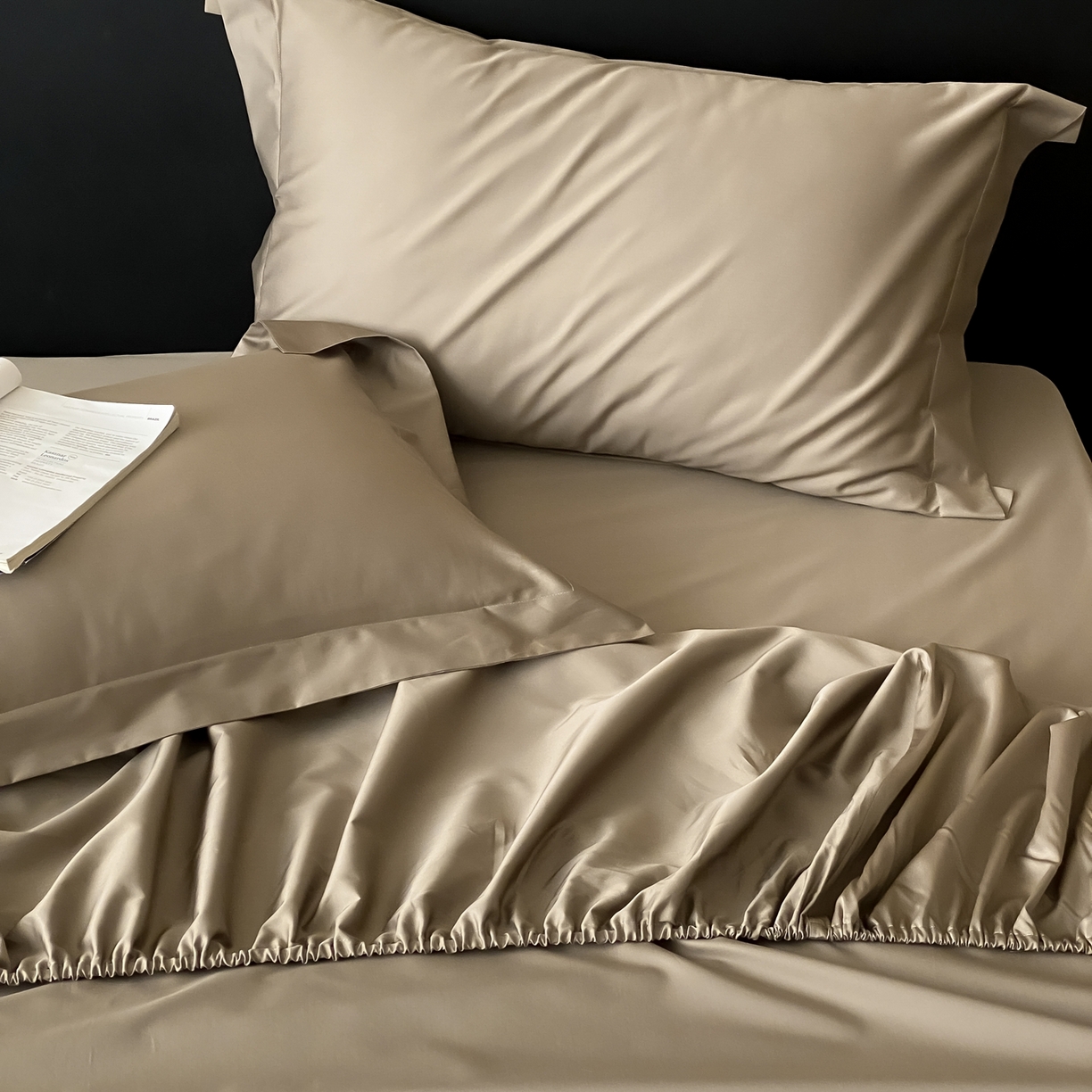 91家纺网 家纺一手货源 找家纺 赫帛 2026新款60支pro加密新疆长绒棉全棉纯棉单床笠床笠单件单品床笠-实拍 沙土棕