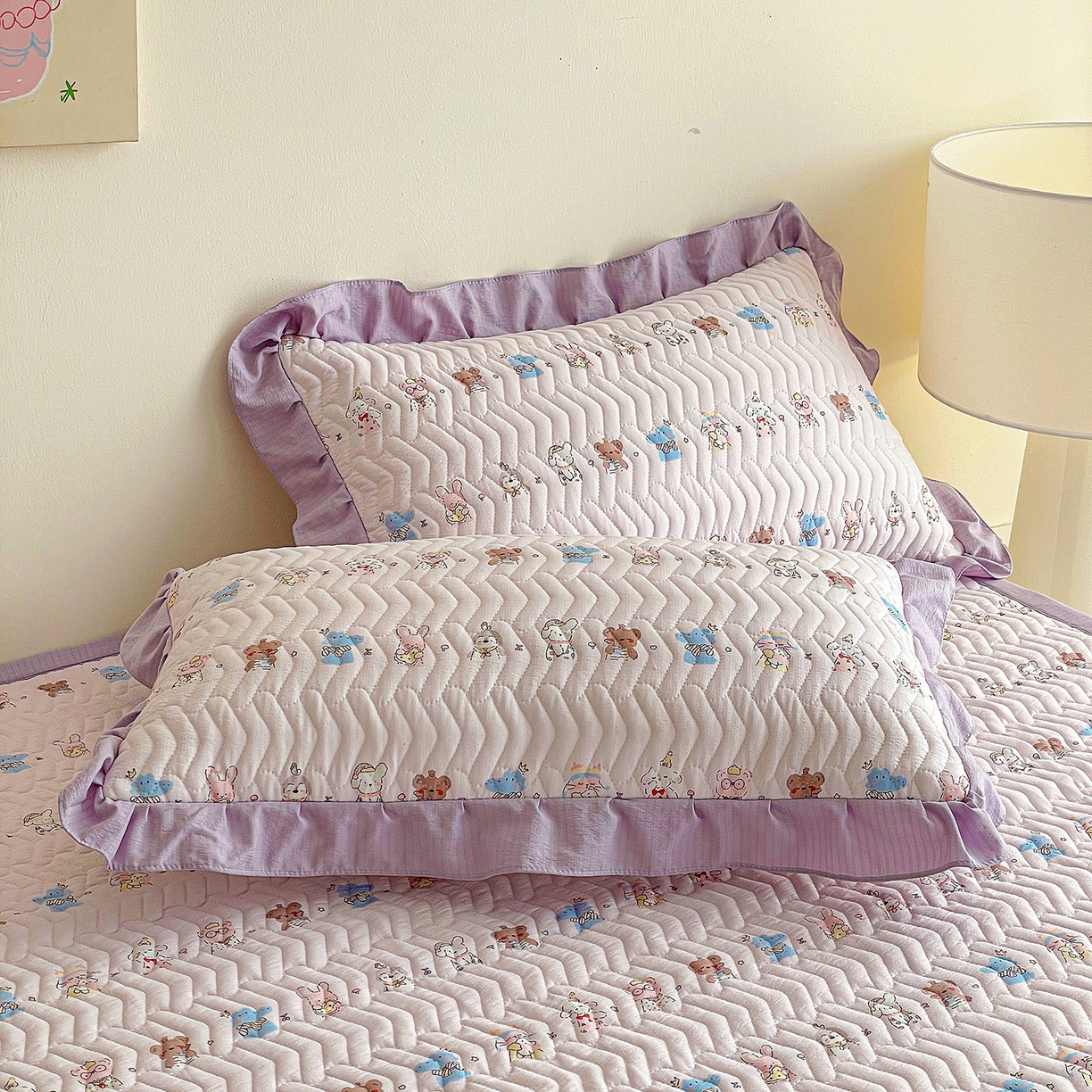 91家纺网 家纺一手货源 找家纺 纽缦家纺 2026春夏新款云感提花双层纱夹棉床垫 动物游园