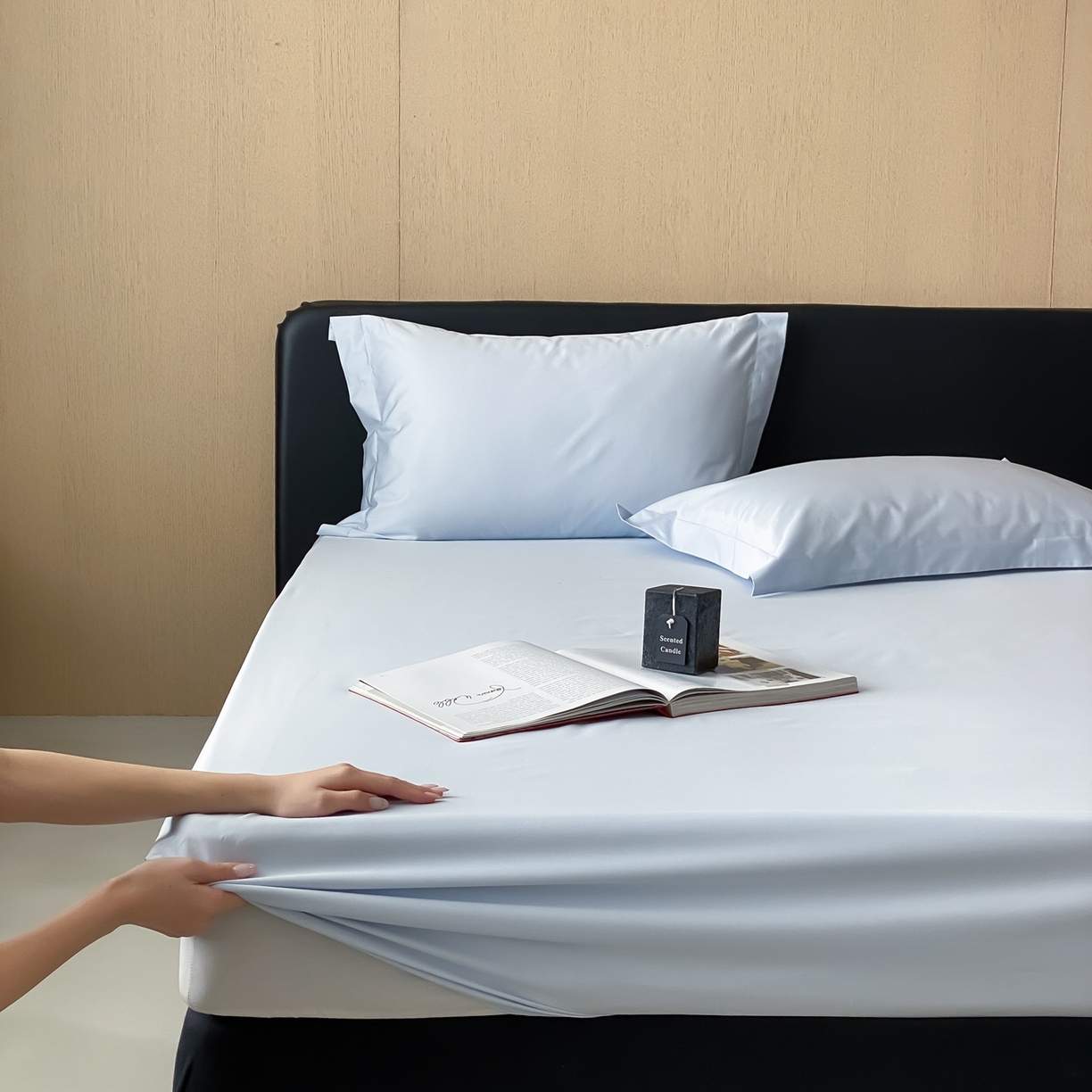 91家纺网 家纺一手货源 找家纺 赫帛 2026新款60支pro加密新疆长绒棉全棉纯棉单床笠床笠单件单品床笠-实拍 婴儿蓝