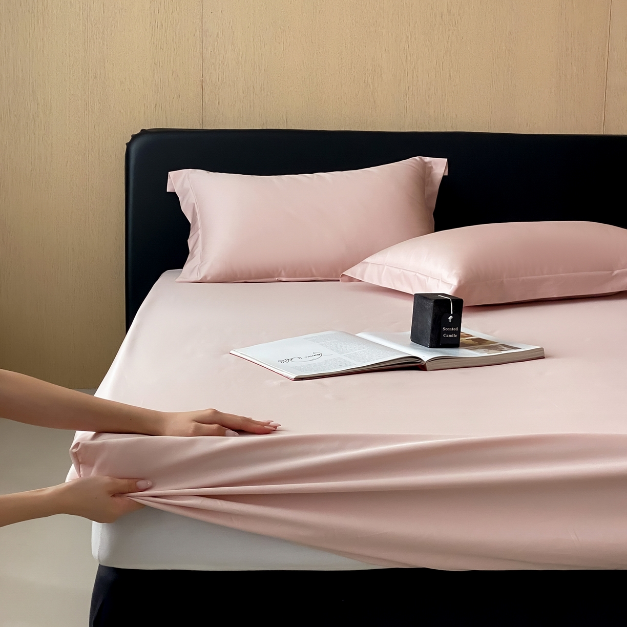 91家纺网 家纺一手货源 找家纺 赫帛 2026新款60支pro加密新疆长绒棉全棉纯棉单床笠床笠单件单品床笠-实拍 蜜桃粉