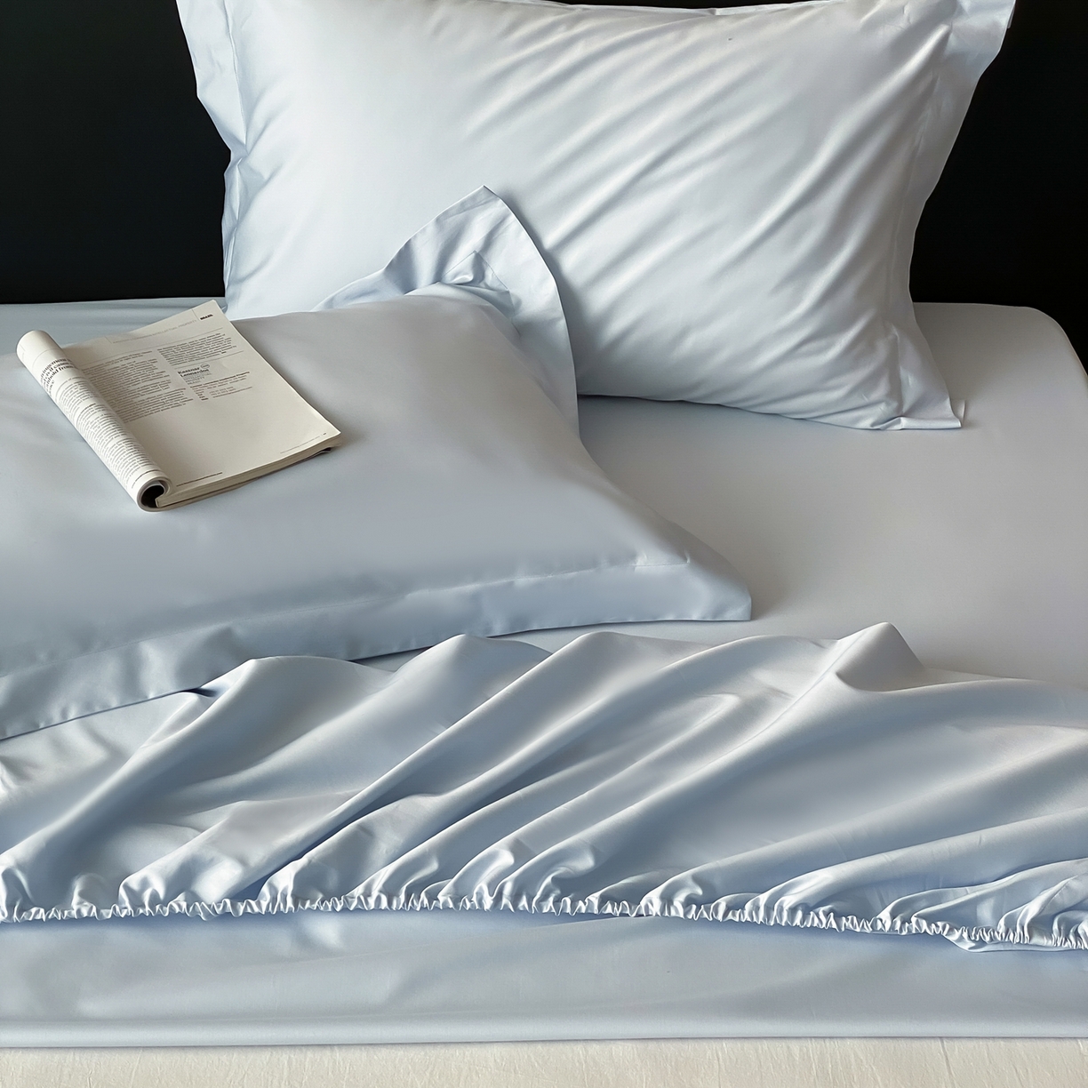 91家纺网 家纺一手货源 找家纺 赫帛 2026新款60支pro加密新疆长绒棉全棉纯棉单床笠床笠单件单品床笠-实拍 婴儿蓝