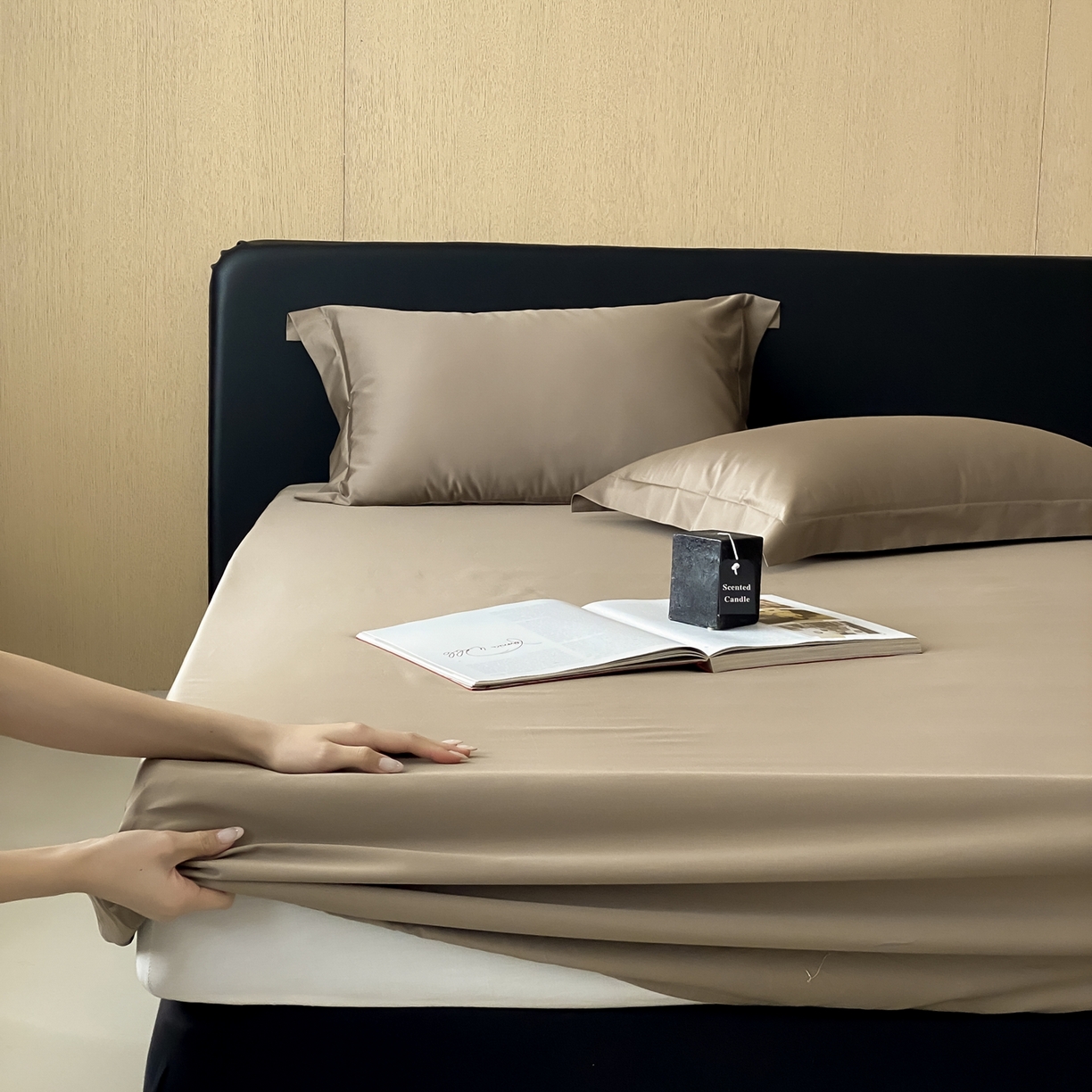 91家纺网 家纺一手货源 找家纺 赫帛 2026新款60支pro加密新疆长绒棉全棉纯棉单床笠床笠单件单品床笠-实拍 沙土棕