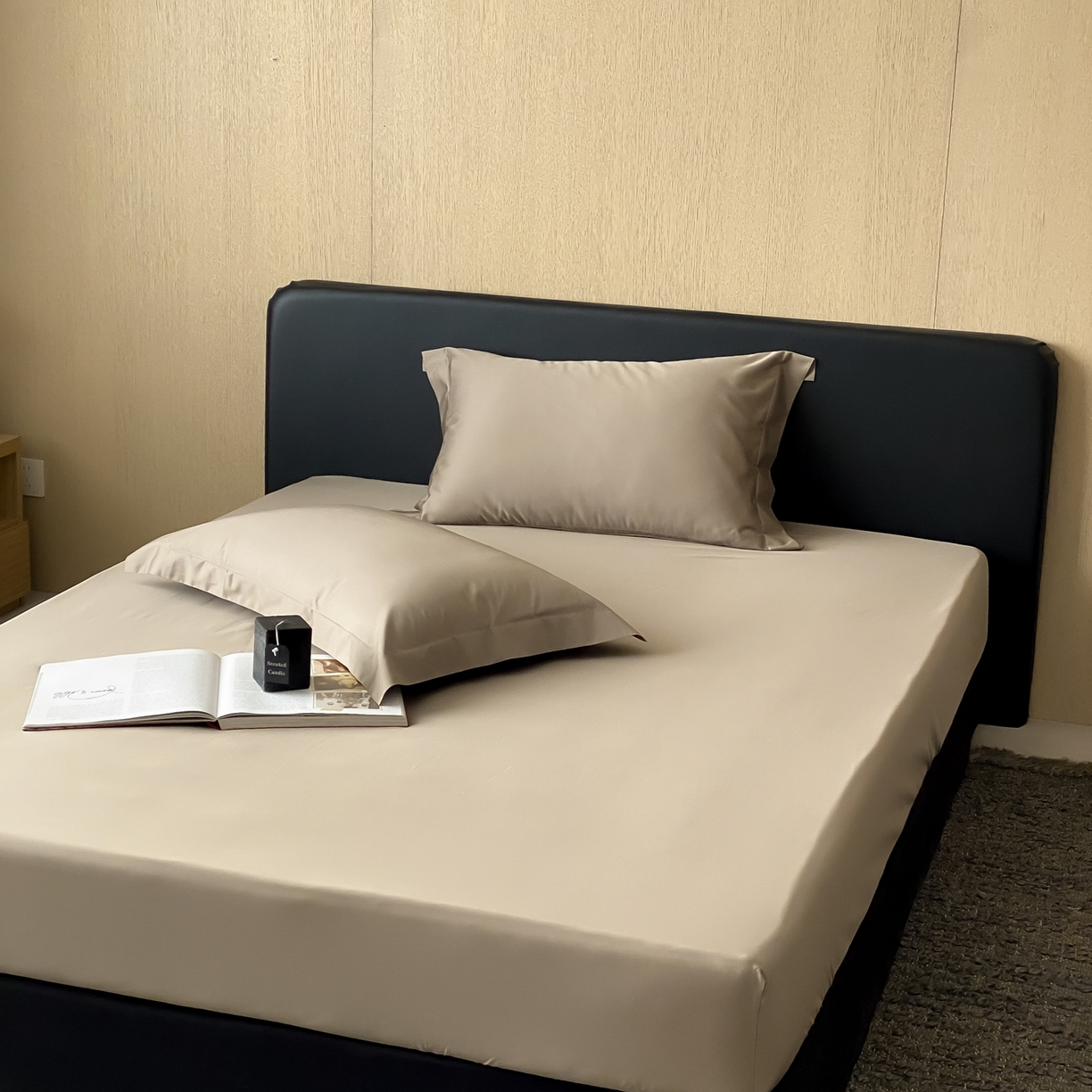 91家纺网 家纺一手货源 找家纺 赫帛 2026新款60支pro加密新疆长绒棉全棉纯棉单床笠床笠单件单品床笠-实拍 沙土棕