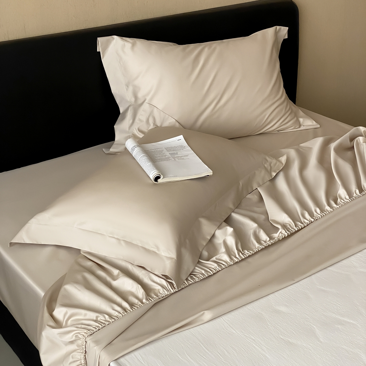 91家纺网 家纺一手货源 找家纺 赫帛 2026新款60支pro加密新疆长绒棉全棉纯棉单床笠床笠单件单品床笠-实拍 浅玉色