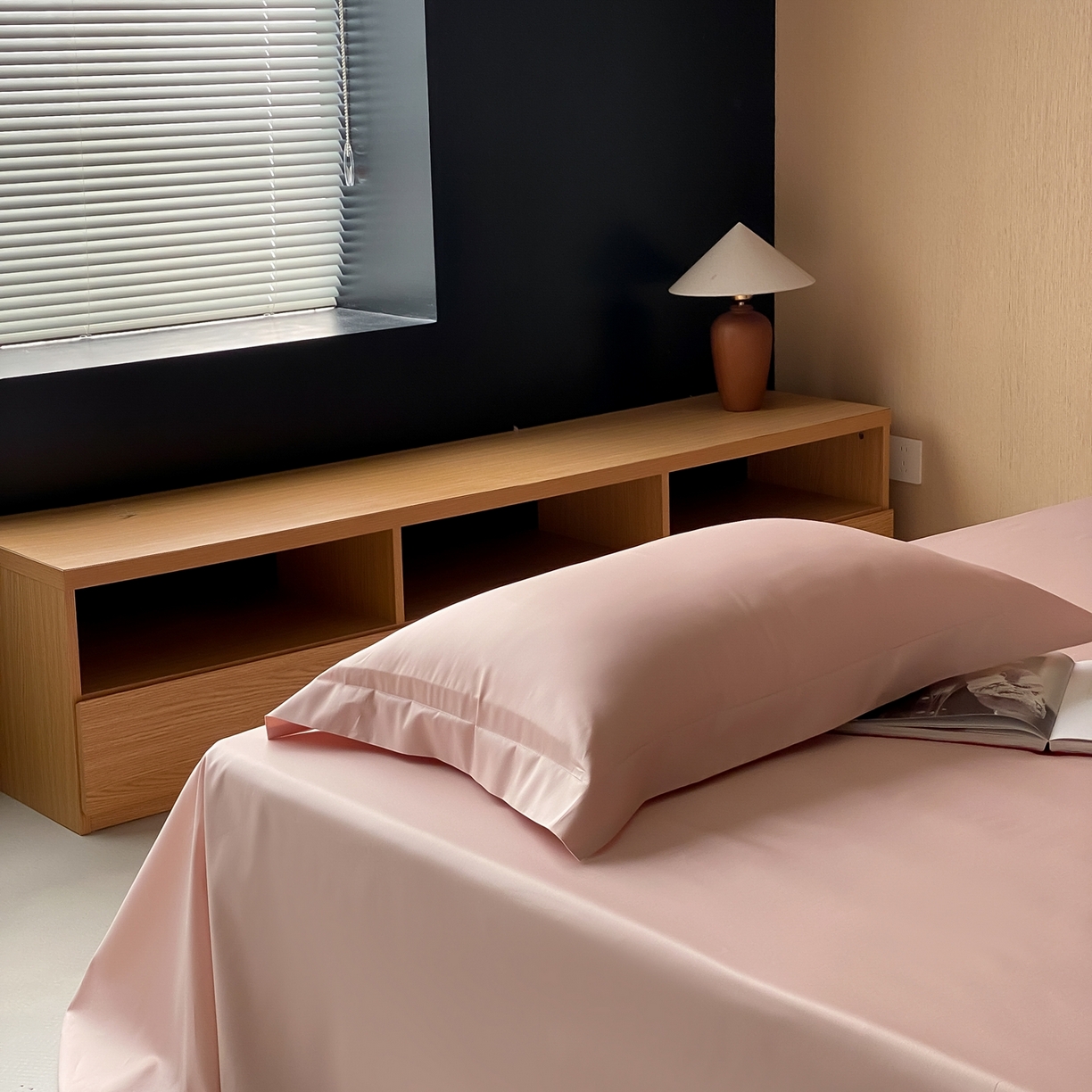 91家纺网 家纺一手货源 找家纺 赫帛 2026新款60支pro加密新疆长绒棉全棉纯棉单枕套枕套单件单品枕套-实拍 蜜桃粉