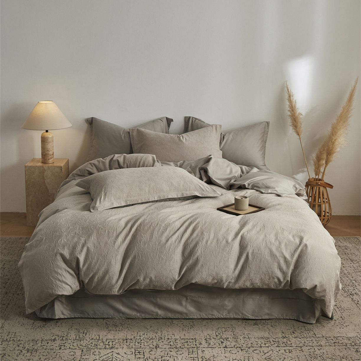 顾家家居 2026新款AB面全棉厚织提花四件套 森蔓-古茶