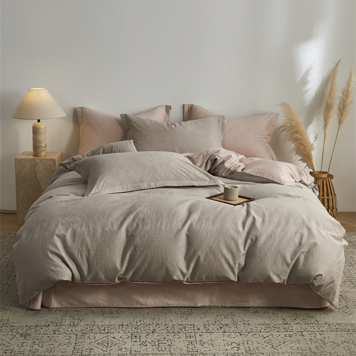 顾家家居 2026新款AB面全棉厚织提花四件套 寻岚-古茶