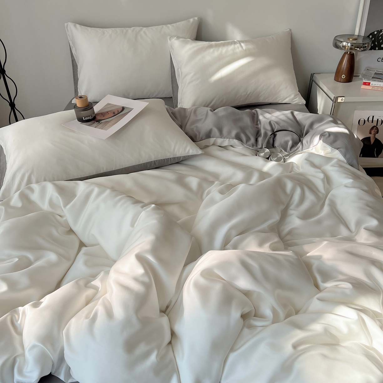 91家纺网 家纺一手货源 找家纺 （总）悦织湾家纺 2026新款亲肤舒适冰丝四件套夏秋季凉爽透气纯色双拼床上用品学生宿舍单双人三四件套