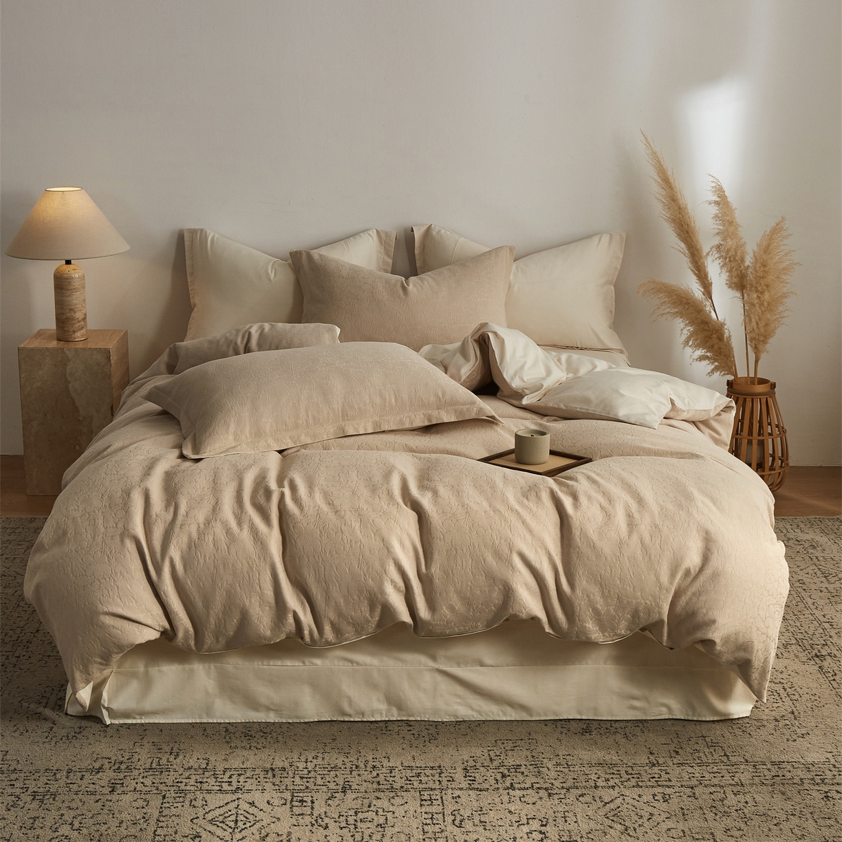 顾家家居 2026新款AB面全棉厚织提花四件套 沄芷-芸黄