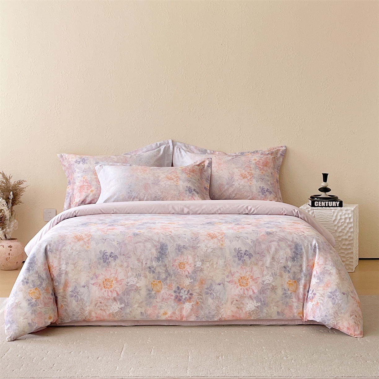 91家纺网 家纺一手货源 找家纺 （总）鼎飞家纺 2026新款100S长绒棉数码印花四件套-春日序