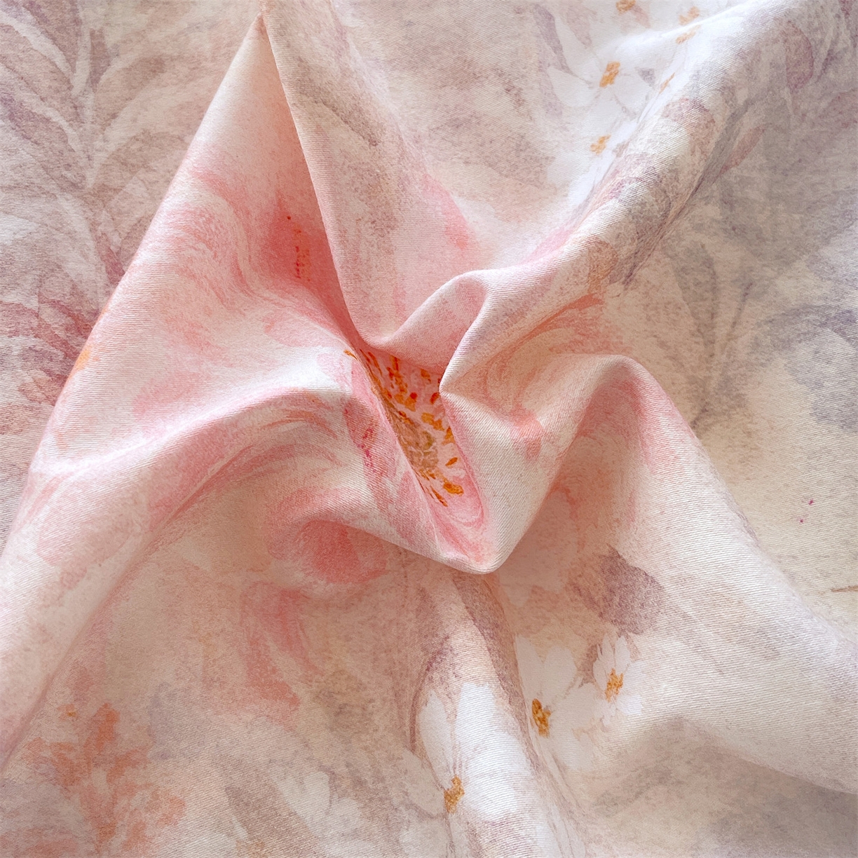 91家纺网 家纺一手货源 找家纺 鼎飞家纺 2026新款100S长绒棉数码印花四件套-春日序 春日序-紫