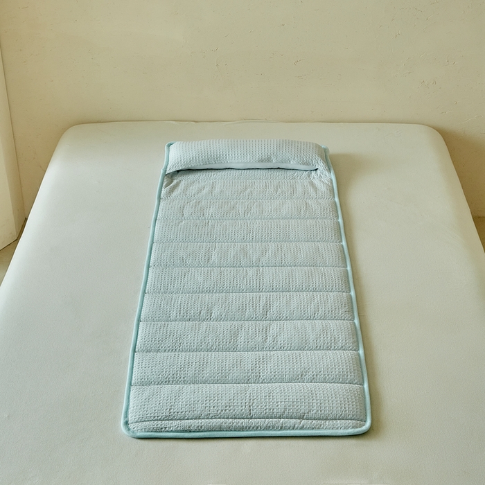 91家纺网 家纺一手货源 找家纺 梵希良品家纺 2026新款毛巾枕头枕芯护颈椎助睡眠反弓便携折叠高低度可调节牵引圆柱睡觉专用 浅蓝-荞麦款