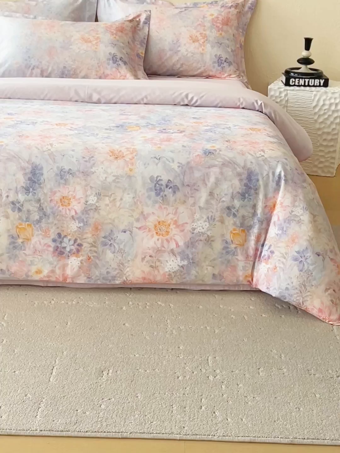 91家纺网 家纺一手货源 找家纺 鼎飞家纺 2026新款100S长绒棉数码印花四件套-春日序 春日序-紫