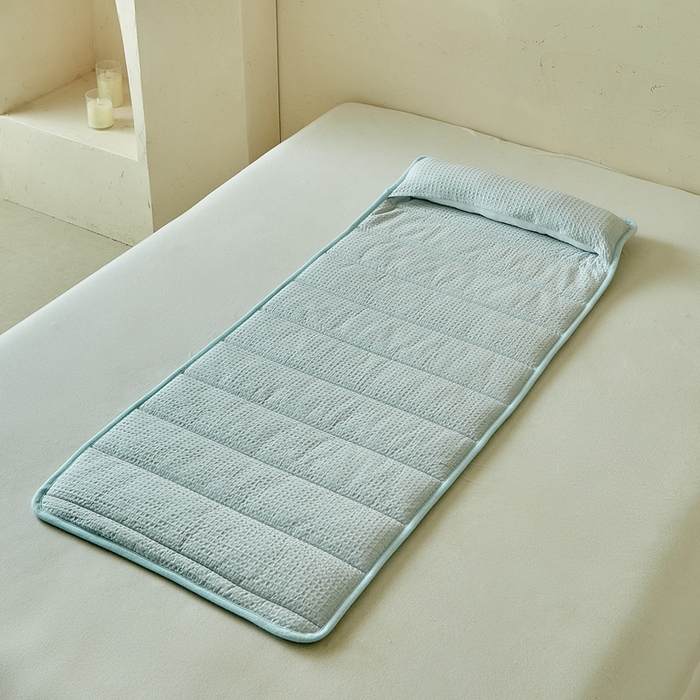 91家纺网 家纺一手货源 找家纺 梵希良品家纺 2026新款毛巾枕头枕芯护颈椎助睡眠反弓便携折叠高低度可调节牵引圆柱睡觉专用 浅蓝-荞麦款