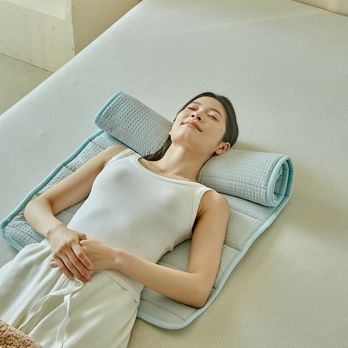 91家纺网 家纺一手货源 找家纺 梵希良品家纺 2026新款毛巾枕头枕芯护颈椎助睡眠反弓便携折叠高低度可调节牵引圆柱睡觉专用 浅蓝-纤维款