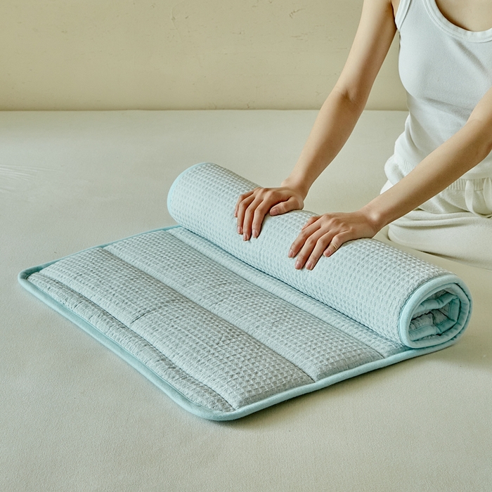 91家纺网 家纺一手货源 找家纺 梵希良品家纺 2026新款毛巾枕头枕芯护颈椎助睡眠反弓便携折叠高低度可调节牵引圆柱睡觉专用 浅蓝-纤维款