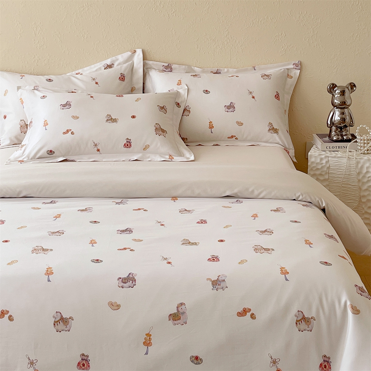 91家纺网 家纺一手货源 找家纺 （总）鼎飞家纺 2026新款100S长绒棉数码印花四件套-马承金福