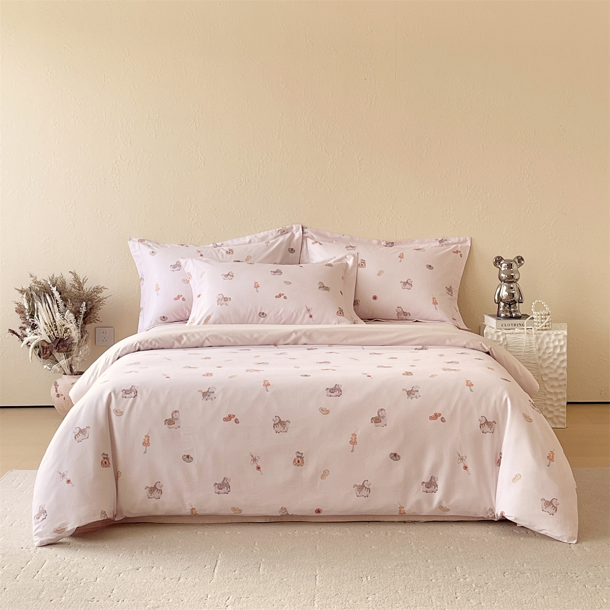 91家纺网 家纺一手货源 找家纺 （总）鼎飞家纺 2026新款100S长绒棉数码印花四件套-马承金福