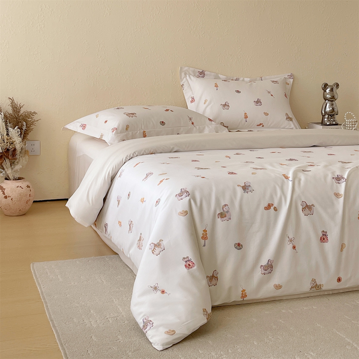 91家纺网 家纺一手货源 找家纺 （总）鼎飞家纺 2026新款100S长绒棉数码印花四件套-马承金福