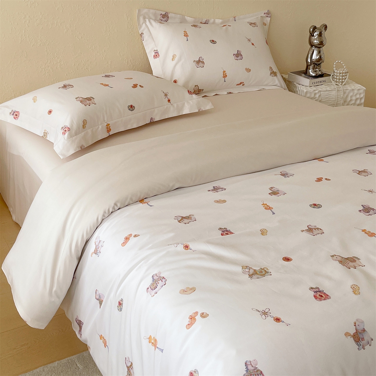 91家纺网 家纺一手货源 找家纺 （总）鼎飞家纺 2026新款100S长绒棉数码印花四件套-马承金福