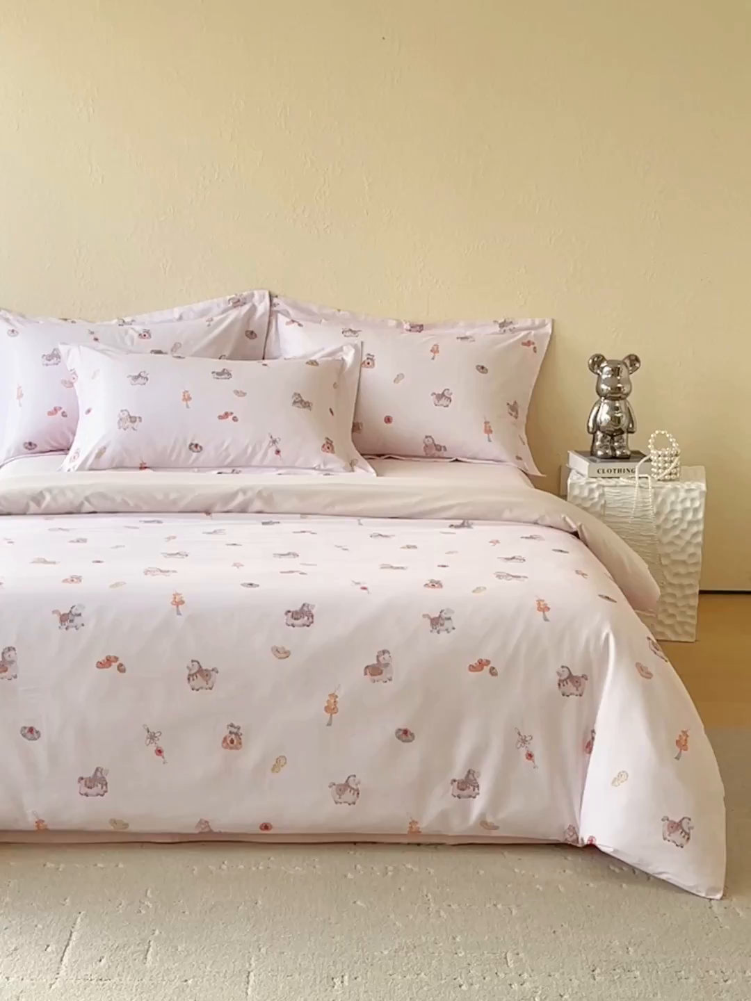 91家纺网 家纺一手货源 找家纺 鼎飞家纺 2026新款100S长绒棉数码印花四件套-马承金福 马承金福-玉粉