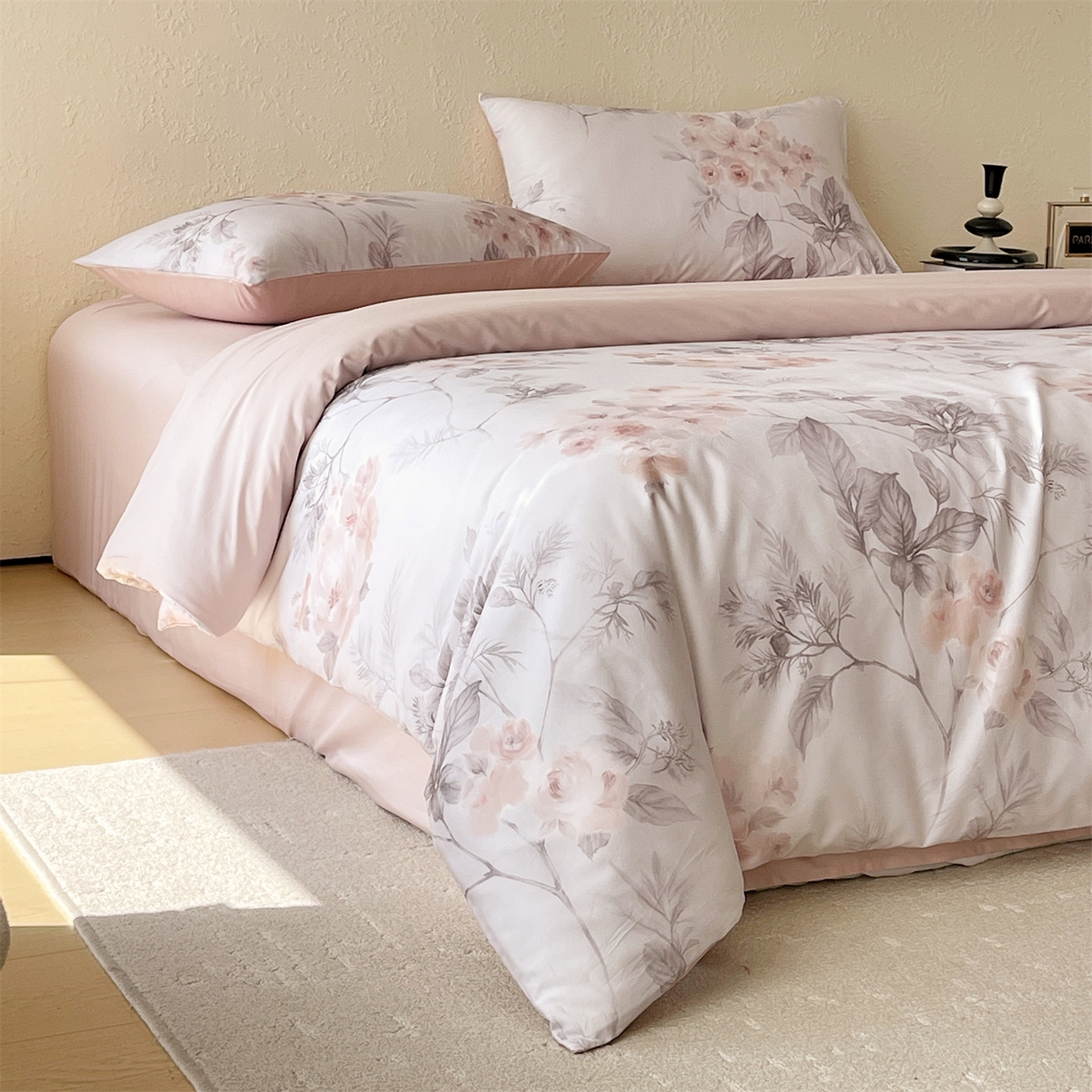 91家纺网 家纺一手货源 找家纺 （总）鼎飞家纺 2026新款100S长绒棉数码印花四件套-紫雾花语