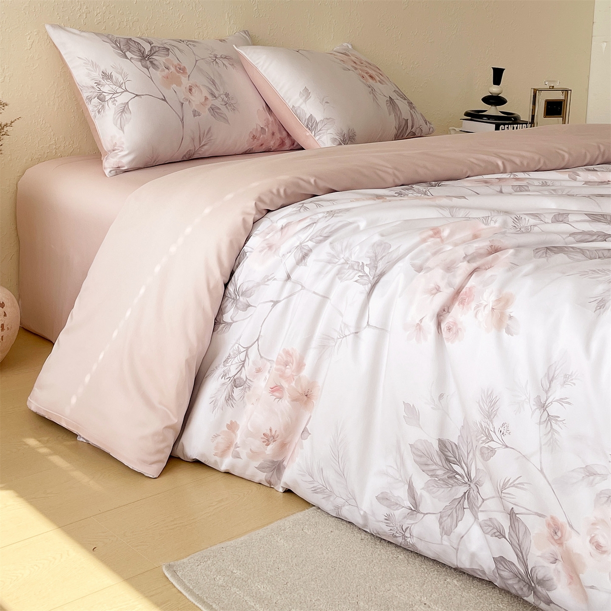 91家纺网 家纺一手货源 找家纺 （总）鼎飞家纺 2026新款100S长绒棉数码印花四件套-紫雾花语