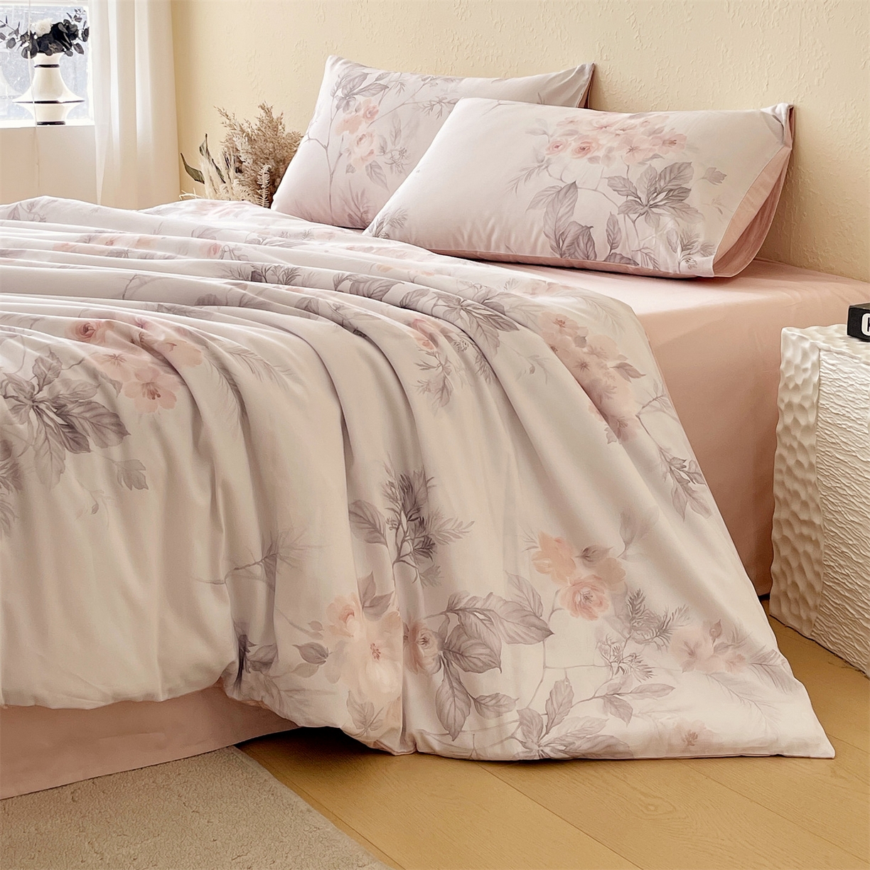 91家纺网 家纺一手货源 找家纺 （总）鼎飞家纺 2026新款100S长绒棉数码印花四件套-紫雾花语