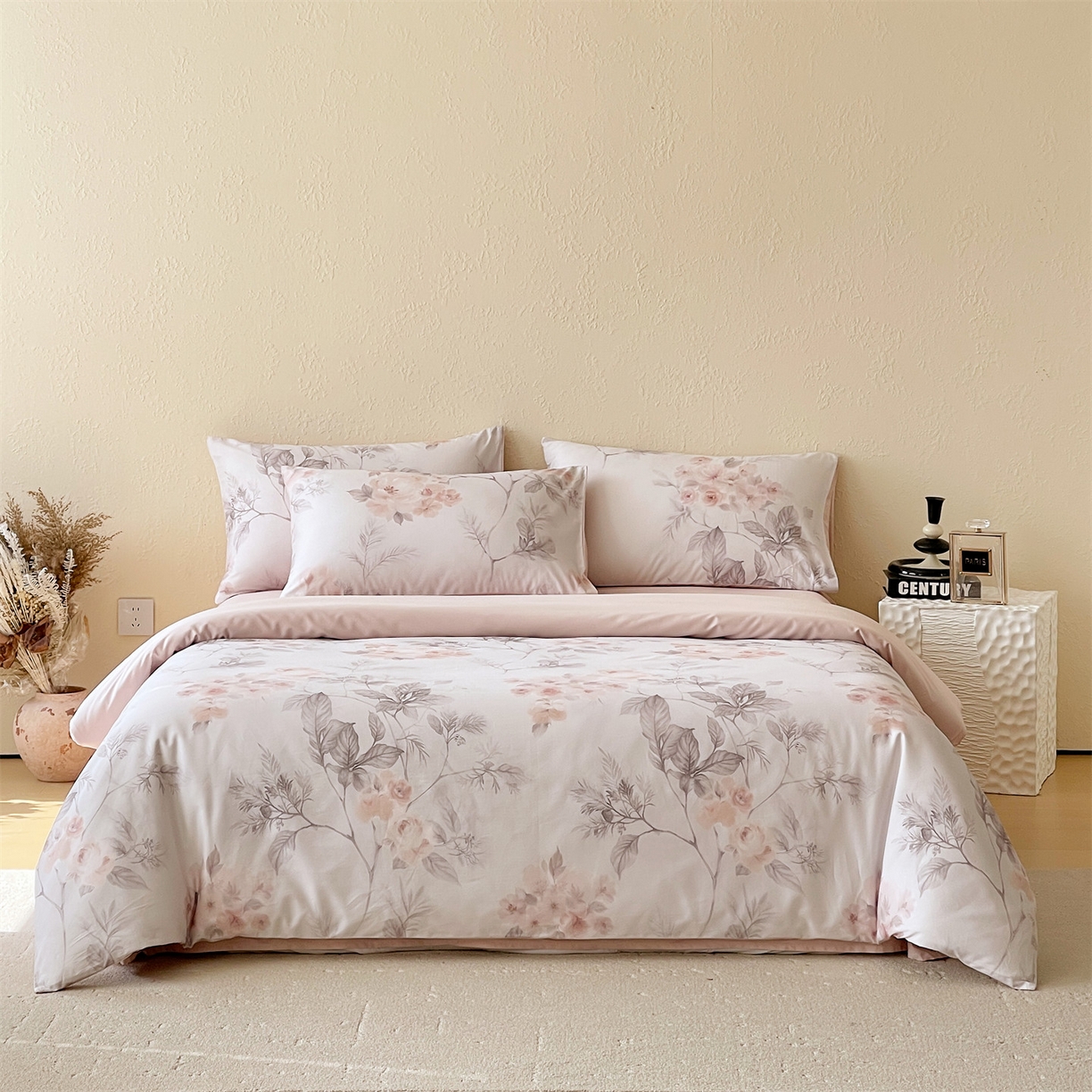 91家纺网 家纺一手货源 找家纺 （总）鼎飞家纺 2026新款100S长绒棉数码印花四件套-紫雾花语