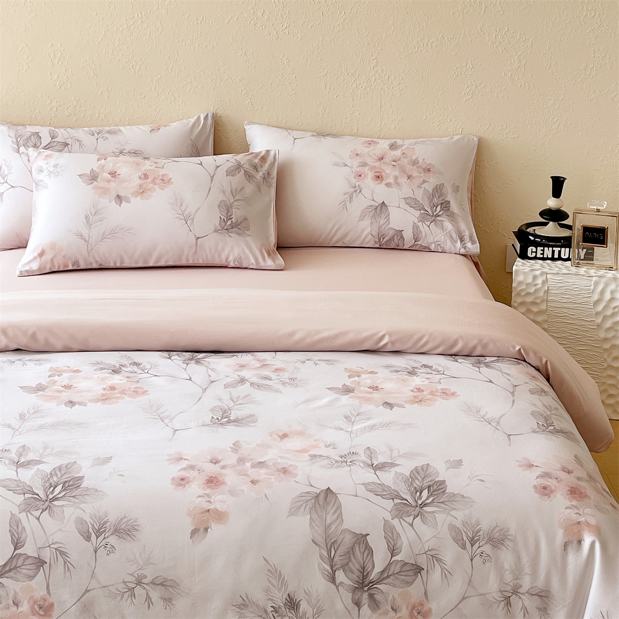 91家纺网 家纺一手货源 找家纺 （总）鼎飞家纺 2026新款100S长绒棉数码印花四件套-紫雾花语